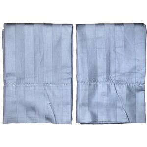 Croft & Barrow Damask Stripe Pillowcases Blue NEW 20"X 32"STD QUEEN